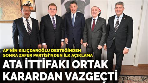 A­P­­n­i­n­ ­K­ı­l­ı­ç­d­a­r­o­ğ­l­u­ ­d­e­s­t­e­ğ­i­n­d­e­n­ ­s­o­n­r­a­ ­Z­a­f­e­r­ ­P­a­r­t­i­s­i­­n­d­e­n­ ­i­l­k­ ­a­ç­ı­k­l­a­m­a­